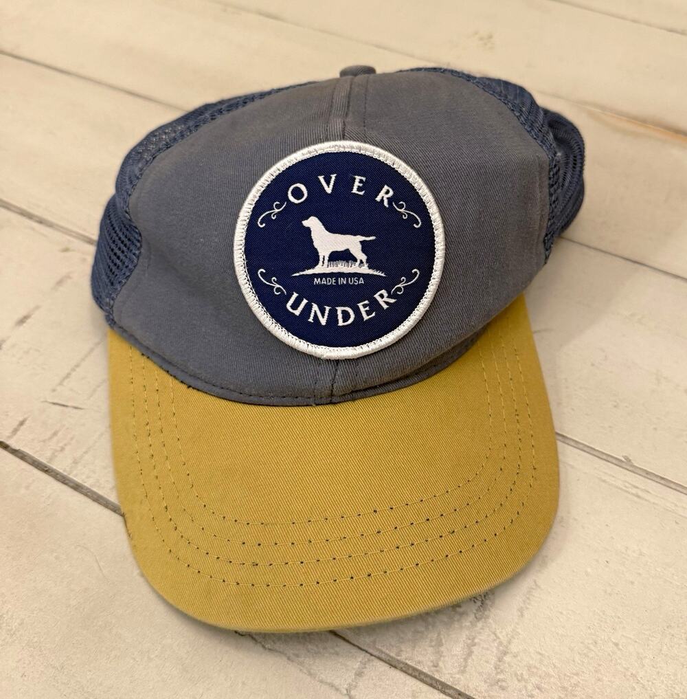 Over Under Trucker Hat Mesh Back Snapback Cap Gray Blue yellow Tan USA One Size